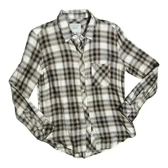 Rails Hunter Button Down Ivory Coal Blush Women's Size Small - Picture 3 of 8